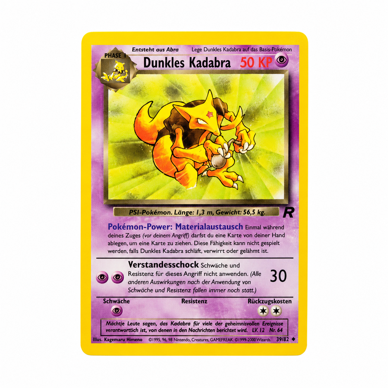 1995 dark kadabra pokemon card value Pokémon Dunkles 39/82 Team Rocket Deutsch – Vintage Pokémon Ka – record Pokémon Card Set Release Number of cards:100