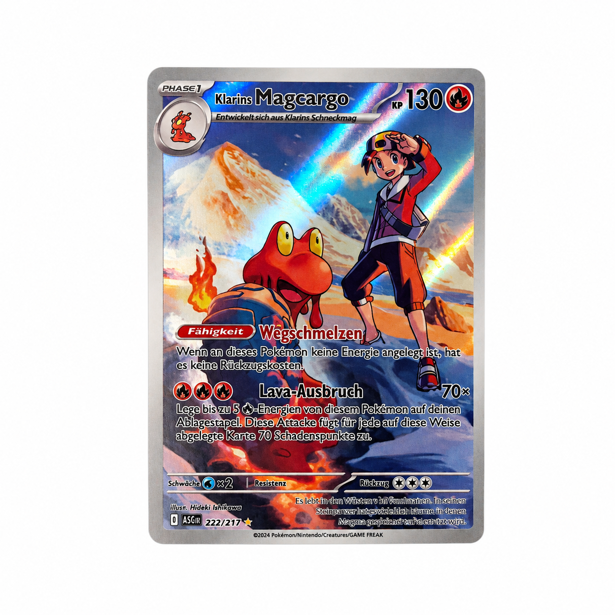 Klarins Magcargo 222/217 Secret Rare Deutsch – Full Art Holo Pokémon Karte